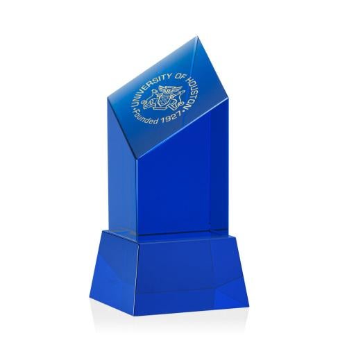 Recognition Awards - Crystal Awards - Barone Blue Award on Base - Blue