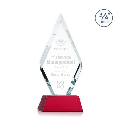 Recognition Awards - Crystal Awards - Richmond Award on Newhaven Base - Red