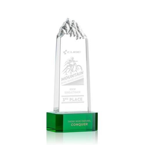 Recognition Awards - Crystal Awards - Himalayas Tower Award on Base - Green