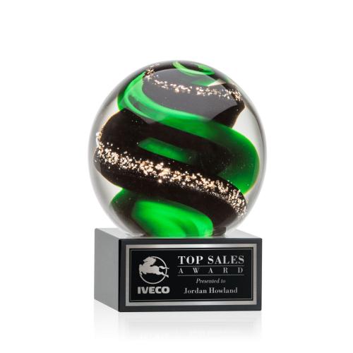 Recognition Awards - Glass Awards - Art Glass Awards - Zodiac Award on Hancock Base - Black