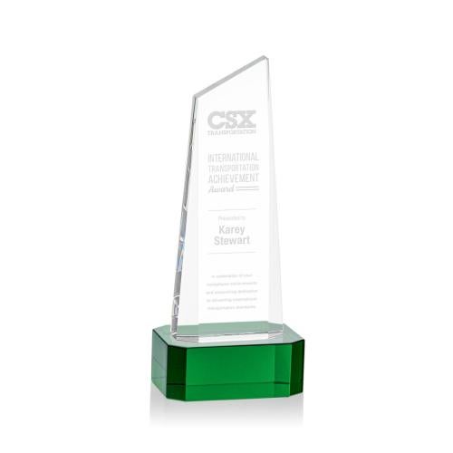 Recognition Awards - Crystal Awards - Belmont Tower Award on Padova Base - Green