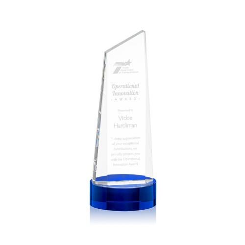 Recognition Awards - Crystal Awards - Belmont Tower Award on Stanrich Base - Blue