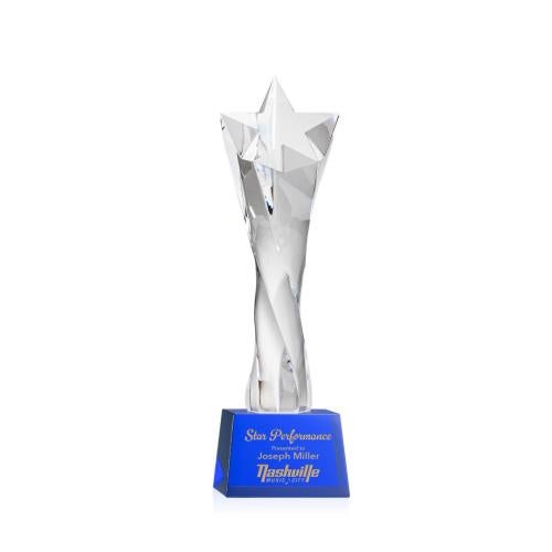 Recognition Awards - Crystal Awards - Arlington Star Award on Robson Base - Blue