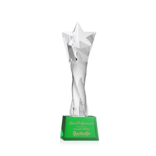 Recognition Awards - Crystal Awards - Arlington Star Award on Robson Base - Green