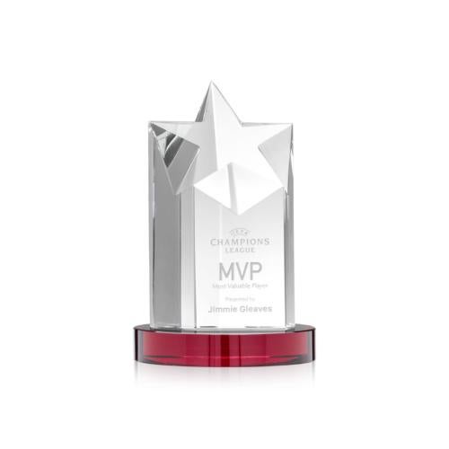 Recognition Awards - Crystal Awards - Berkeley Star on Condor Base - Red