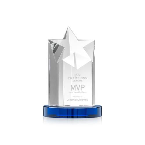Recognition Awards - Crystal Awards - Berkeley Star on Condor Base - Blue
