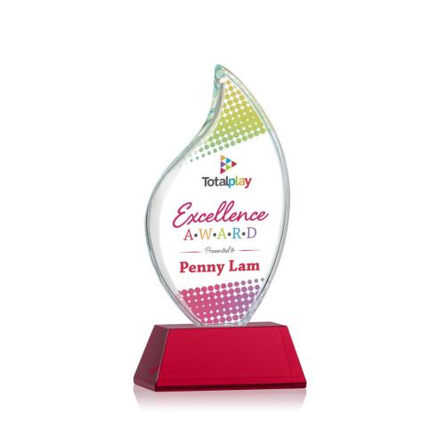 Recognition Awards - Crystal Awards - Odessy Flame Vividprint™ Award on Newhaven - Red