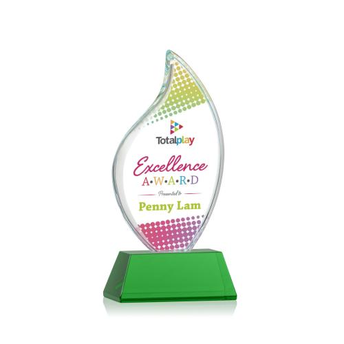 Recognition Awards - Crystal Awards - Odessy Flame Vividprint™ Award on Newhaven - Green