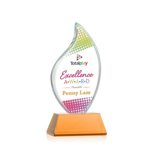 Recognition Awards - Crystal Awards - Odessy Flame Vividprint™ Award on Newhaven - Amber