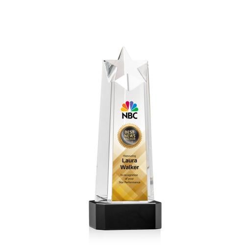Recognition Awards - Crystal Awards - Delaware Star VividPrint™ Award on Base - Black
