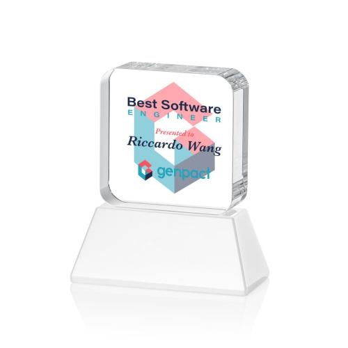 Recognition Awards - Crystal Awards - Flamborough VividPrint™ Award on Base - White