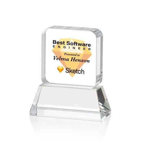 Recognition Awards - Crystal Awards - Flamborough VividPrint™ Award on Base - Clear