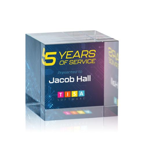 Recognition Awards - Crystal Awards - Granby Cube VividPrint™ Award