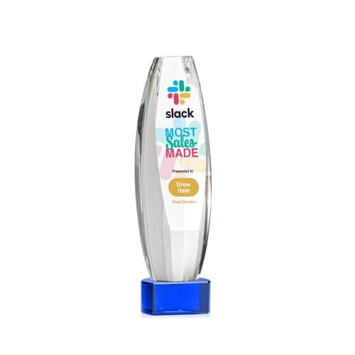 Recognition Awards - Crystal Awards - Hoover VividPrint™ Award on Paragon Base - Blue