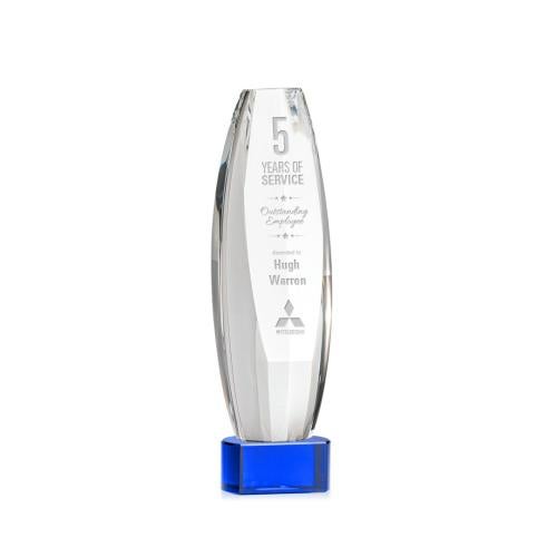 Recognition Awards - Crystal Awards - Hoover Award on Paragon Base - Blue