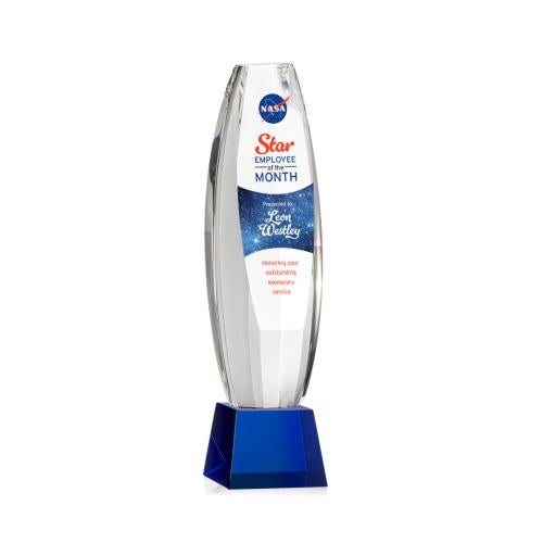 Recognition Awards - Crystal Awards - Hoover VividPrint™ Award on Robson Base - Blue