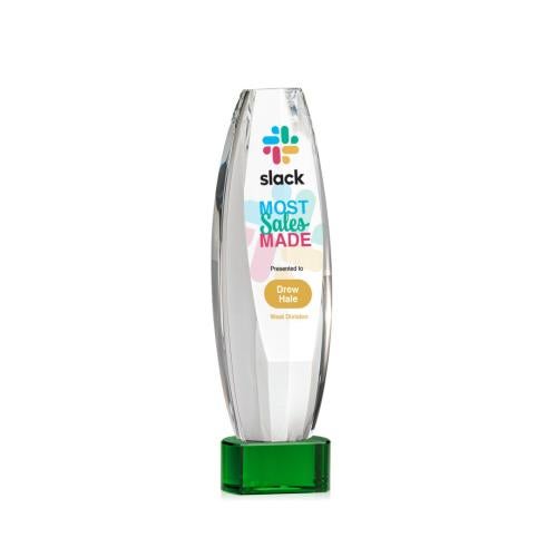 Recognition Awards - Crystal Awards - Hoover VividPrint™ Award on Paragon Base - Green