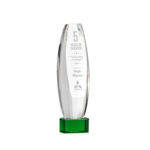Recognition Awards - Crystal Awards - Hoover Award on Paragon Base - Green
