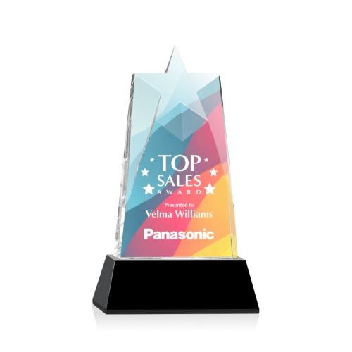 Recognition Awards - Crystal Awards - Millington Star VividPrint™ Award on Base - Black