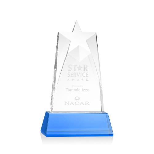 Recognition Awards - Crystal Awards - Millington Star on Base - Sky Blue