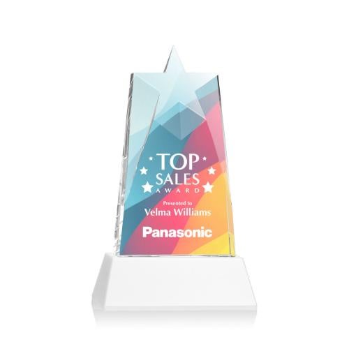 Recognition Awards - Crystal Awards - Millington Star VividPrint™ Award on Base - White