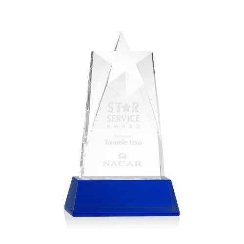 Recognition Awards - Crystal Awards - Millington Star on Base - Blue