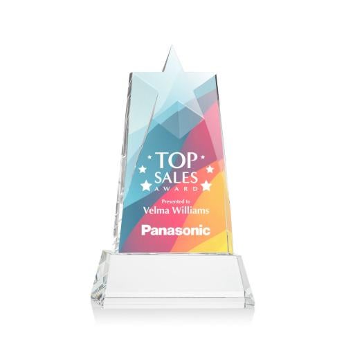 Recognition Awards - Crystal Awards - Millington Star VividPrint™ Award on Base - Clear