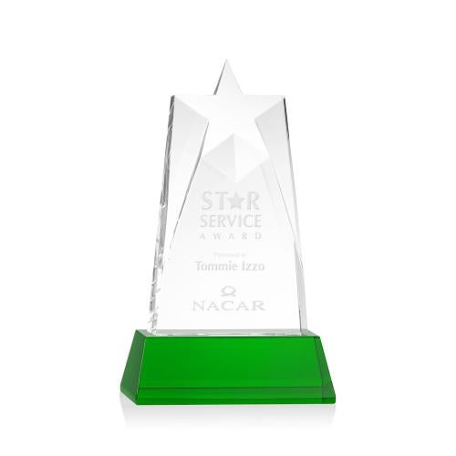 Recognition Awards - Crystal Awards - Millington Star on Base - Green