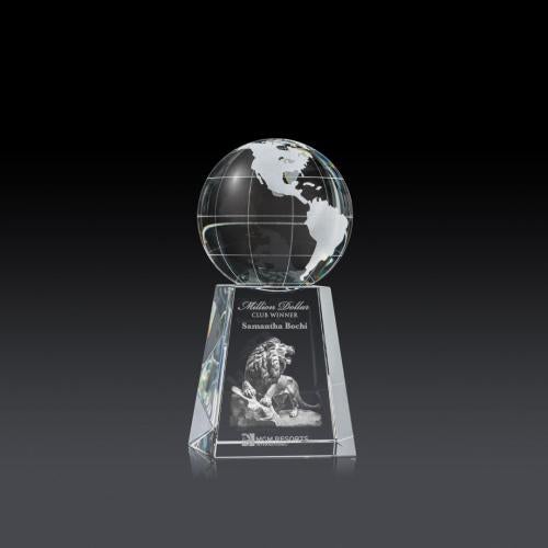 Recognition Awards - Crystal Awards - Globe on Tall Base 3D