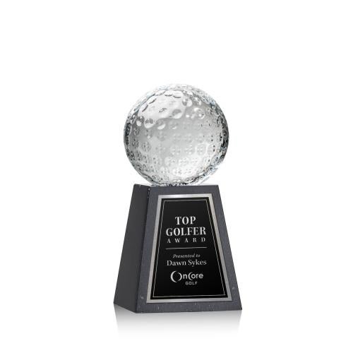 Recognition Awards - Crystal Awards - Golf Ball Award on Tall Marble Base