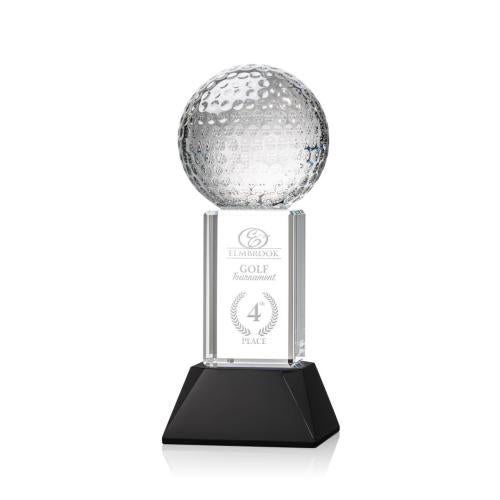 Recognition Awards - Crystal Awards - Golf Ball Award on Stowe Base - Black