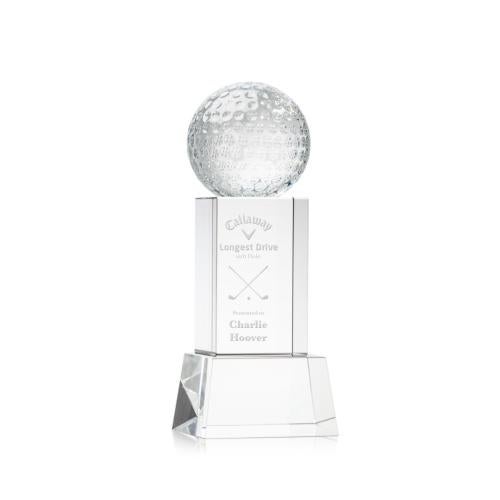 Recognition Awards - Crystal Awards - Golf Ball Award on Belcroft Base - Clear