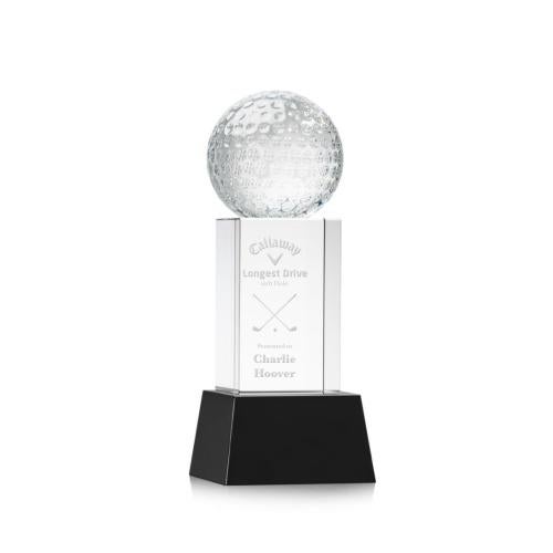 Recognition Awards - Crystal Awards - Golf Ball Award on Belcroft Base - Black