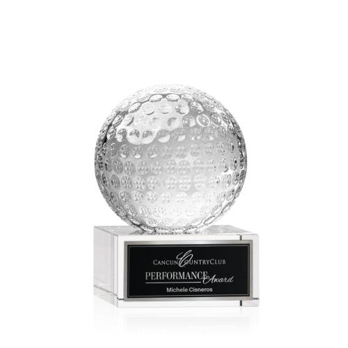 Recognition Awards - Crystal Awards - Golf Ball Award on Hancock Base 