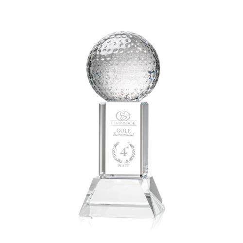 Recognition Awards - Crystal Awards - Golf Ball Award on Stowe Base - Clear