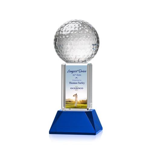 Recognition Awards - Crystal Awards - Golf Ball VividPrint™ Award on Stowe - Blue