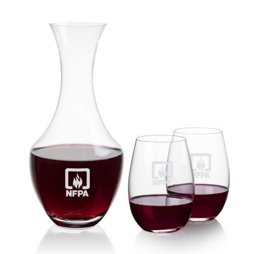 Corporate Gifts - Barware - Carafes - Oldham Carafe & Laurent Stemless Wine