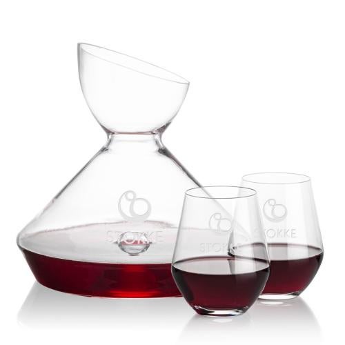 Corporate Gifts - Barware - Carafes - Woodbury Carafe & Reina Stemless Wine