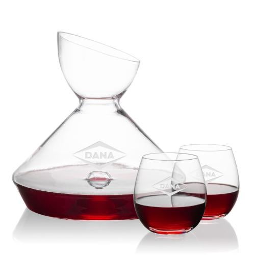 Corporate Gifts - Barware - Carafes - Woodbury Carafe & Redmond Stemless Wine