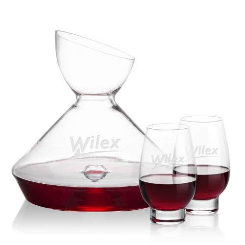 Corporate Gifts - Barware - Carafes - Woodbury Carafe & Glenarden Stemless Wine