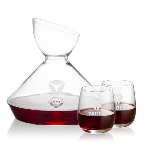 Corporate Gifts - Barware - Carafes - Woodbury Carafe & Crestview Stemless Wine