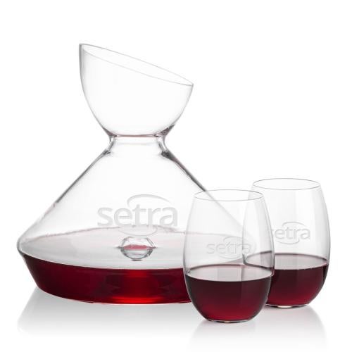 Corporate Gifts - Barware - Carafes - Woodbury Carafe & Carlita Stemless Wine