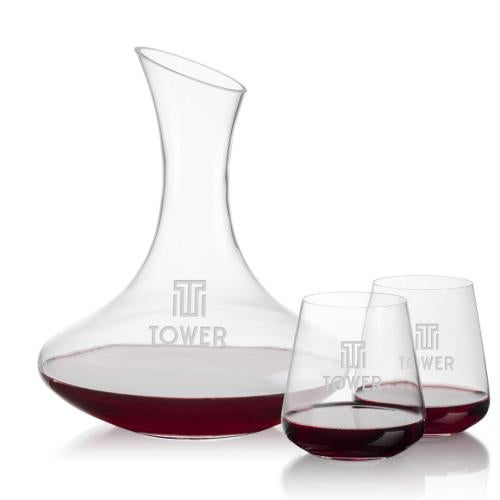 Corporate Gifts - Barware - Carafes - Hampton Carafe & Crestview Stemless Wine