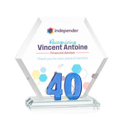 Recognition Awards - Crystal Awards - Riviera Anniversary VividPrint™ Award No 40 - Blue