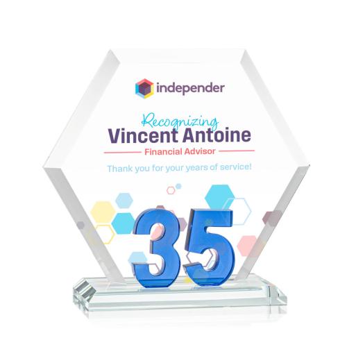 Recognition Awards - Crystal Awards - Riviera Anniversary VividPrint™ Award No 35 - Blue