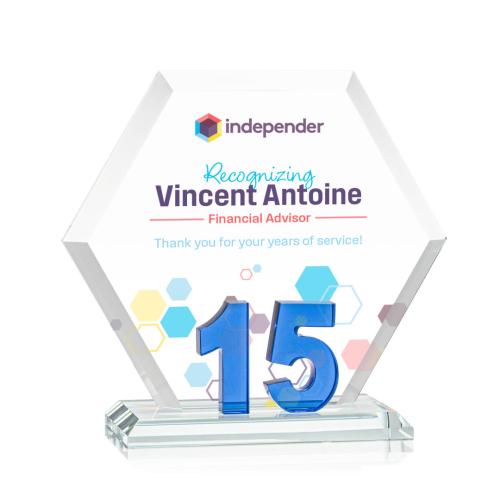 Recognition Awards - Crystal Awards - Riviera Anniversary VividPrint™ Award No 15 - Blue