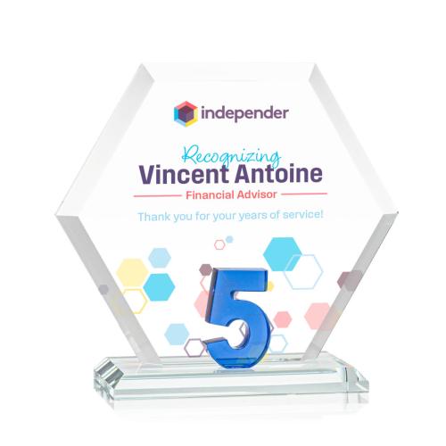 Recognition Awards - Crystal Awards - Riviera Anniversary VividPrint™ Award No 5 - Blue
