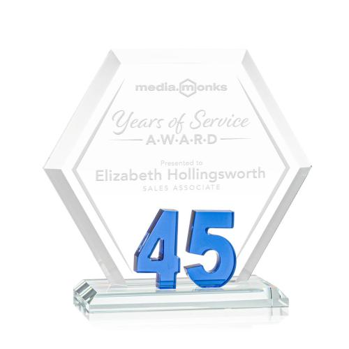 Recognition Awards - Crystal Awards - Riviera Anniversary Award No 45 - Blue