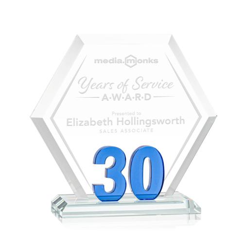 Recognition Awards - Crystal Awards - Riviera Anniversary Award No 30 - Blue