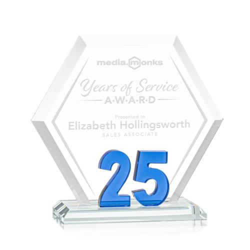 Recognition Awards - Crystal Awards - Riviera Anniversary Award No 25 - Blue